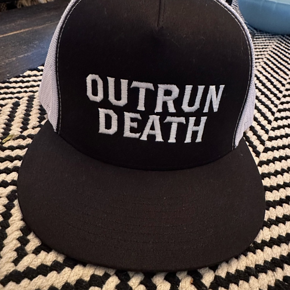 Outrun Death Black and White Trucker Hat